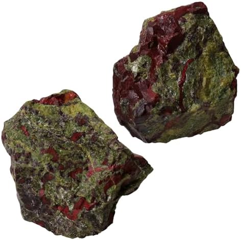 Apengshi Natural Dragon Blood Stone Crystals 2PCS for Meditation and Chakra Healing