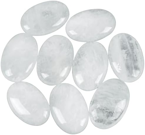Loveliome Natural Rock Quartz Oval Worry Stones for Anxiety Relief