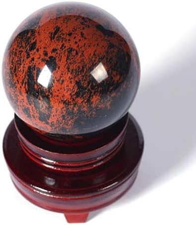 Red Obsidian Sphere with Stand for Feng Shui and Meditation