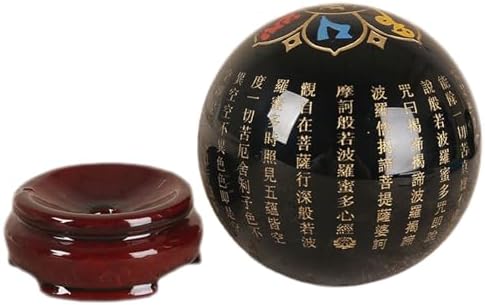 Engraved Symbol Black Obsidian Crystal Ball with Stand