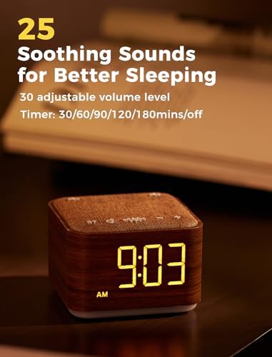Mojikoo Sound Machine Alarm Clock with Bluetooth and Night Light 1