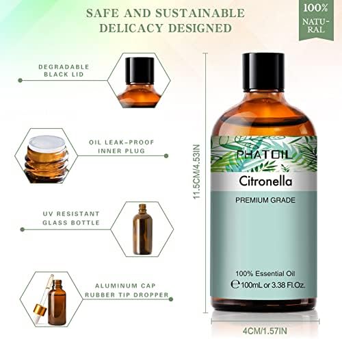 PHATOIL 100ML Citronella Essential Oil for Diffusers and DIY Projects