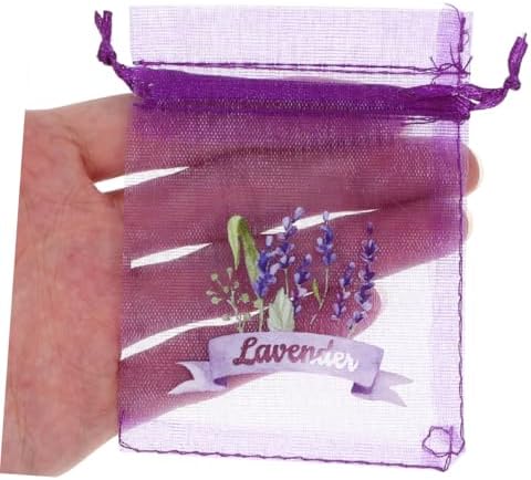 50pcs Lavender Organza Drawstring Bags for Dried Herbs Jewelry Wedding Favors