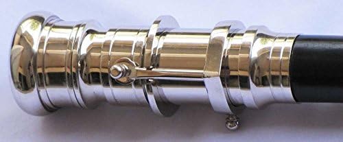 Collectible Black Wooden Cane with Chrome Handle 38 Inches Long