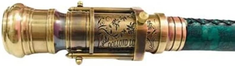 Rynass Engraved Victorian Telescope Compass Walking Stick Cane