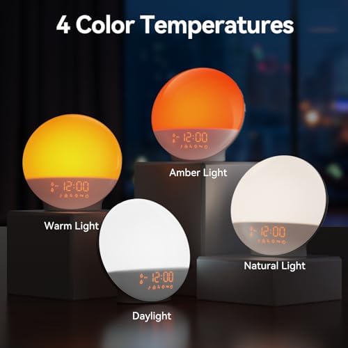 RICIAL Sunrise Alarm Clock with Light Therapy and White Noise