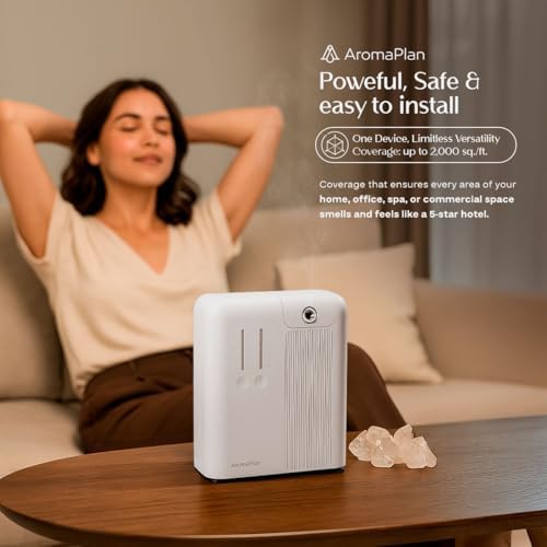AromaPlan 2025 Waterless HVAC Scent Diffuser 2000 Sq Ft Coverage White