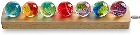 7 Chakra Crystal Healing Spheres with LED Wooden Stand