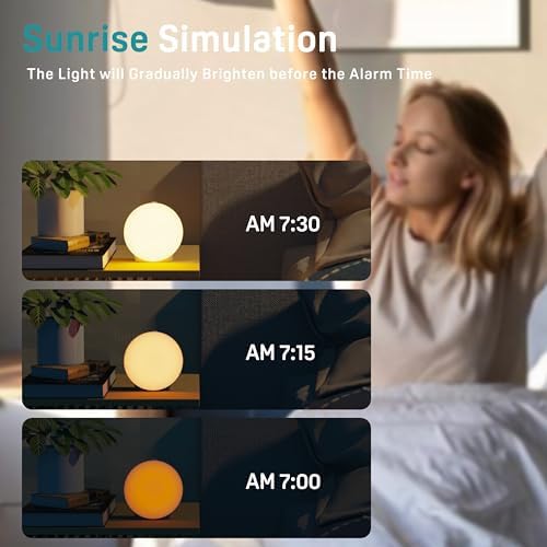 JALL Sunrise Alarm Clock with 25 Sounds and 17 NightLights