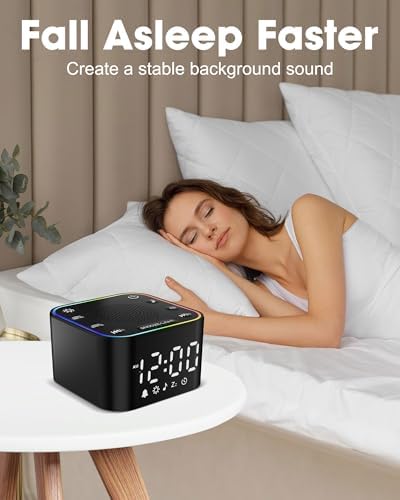 Alampan White Noise Machine with Alarm Clock and RGB Night Light