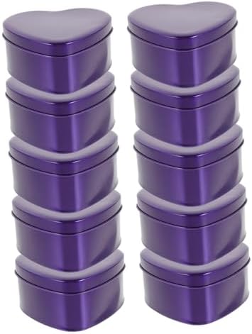 10Pcs Purple Heart Shaped Candy Box Wedding Favor Container Durable Tinplate