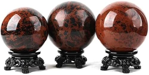 Red Obsidian Sphere with Stand for Feng Shui and Meditation