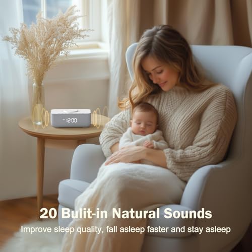 REACHER 15W Fast Wireless Charging Alarm Clock with White Noise Machine