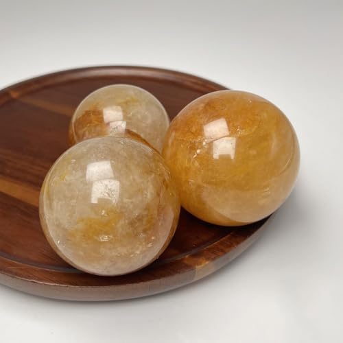 Natural Yellow Quartz Crystal Ball 60mm for Feng Shui and Meditation