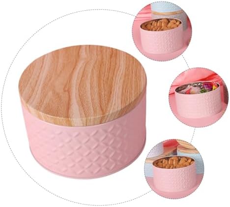 Pink Iron Snack Storage Box with Lid for Cookies and Treats