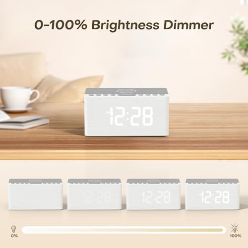 ANJANK Wooden Sound Machine Alarm Clock with Sleep Timer
