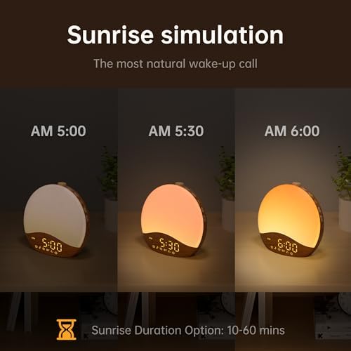 JALL Sunrise Alarm Clock with 26 Sounds and 17 NightLights