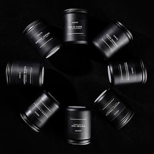 Masculine Scented Candles Set - 4 Pack Teakwood Cedar Aromatherapy Candles