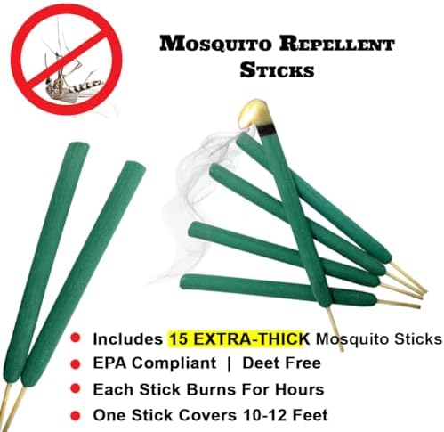 W4W Mosquito Repellent Sticks - Extra Thick 10-12 ft Coverage 3 Pack
