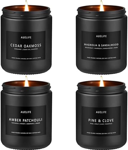 Auelife Scented Candles for Men 4 Pack Set