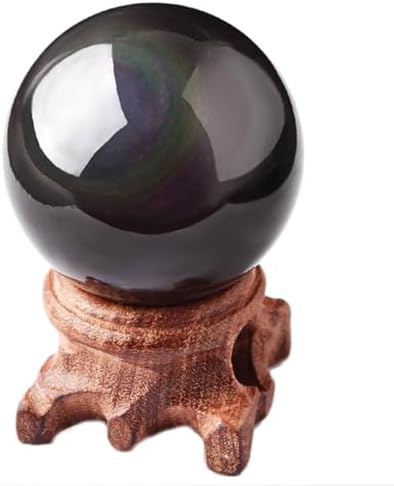 Natural Rainbow Eye Obsidian Crystal Sphere with Stand