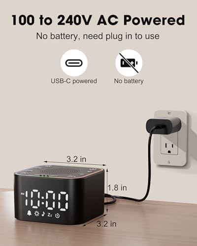 Alampan White Noise Machine with Alarm Clock and RGB Night Light