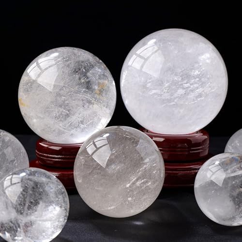 Clear Quartz Crystal Ball with Stand 7cm Natural White Stone Sphere