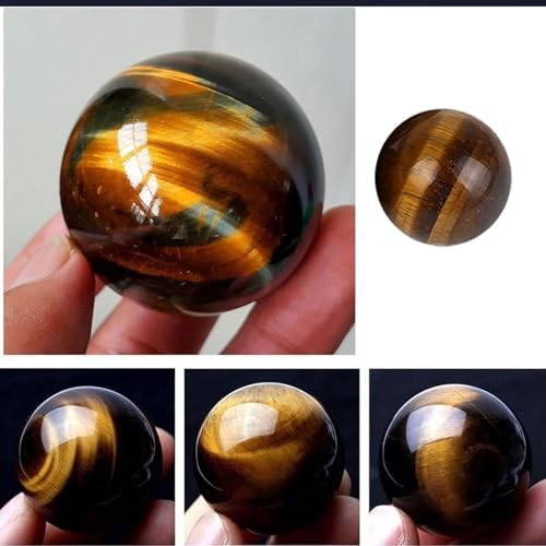 Natural Tiger Eyes Crystal Sphere Feng Shui Healing Decor