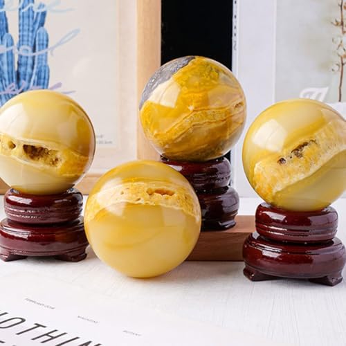 Natural Yellow Crystal Geode Sphere with Stand 60mm