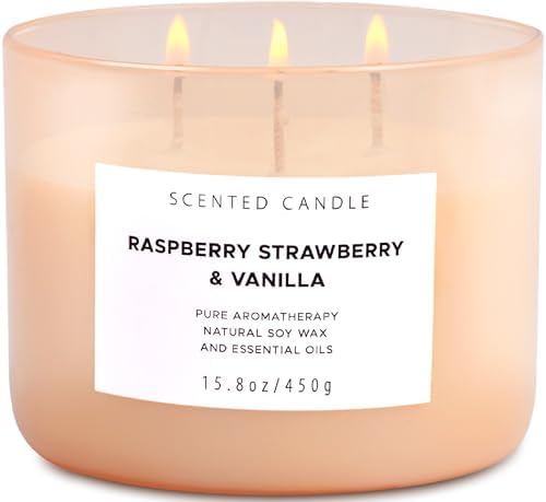 Raspberry Strawberry Vanilla 3 Wick Scented Candle