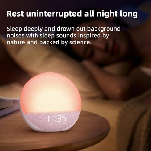 Odokee Sunrise Alarm Clock with White Noise and Bluetooth Speaker