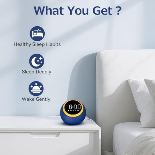 Kids Alarm Clock with Sound Machine and Nightlight