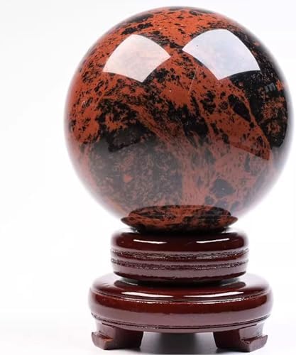 Red Obsidian Sphere with Stand for Feng Shui and Meditation