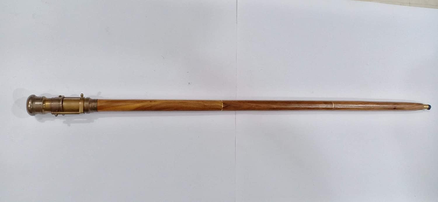 Beautiful Nautical Wooden Walking Stick With Brass Telescope Handle
