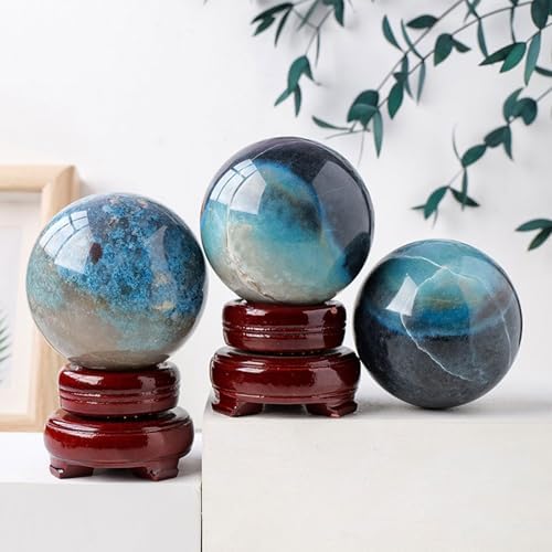 Natural Blue Hydroxyapatite Crystal Sphere Feng Shui Decor