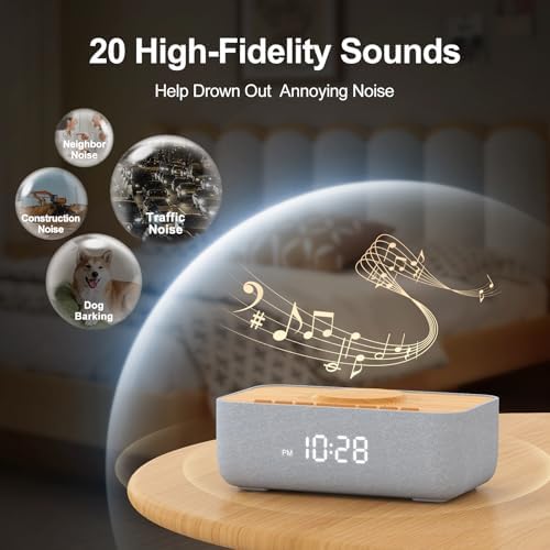 REACHER 15W Magnetic Wireless Charging Alarm Clock with White Noise