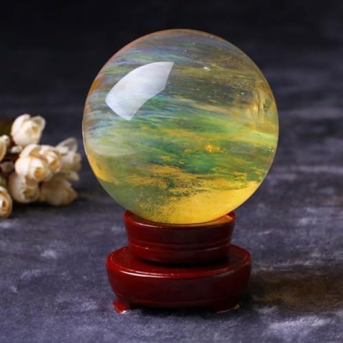 Yellow Obsidian Ball with Stand for Meditation and Feng Shui
