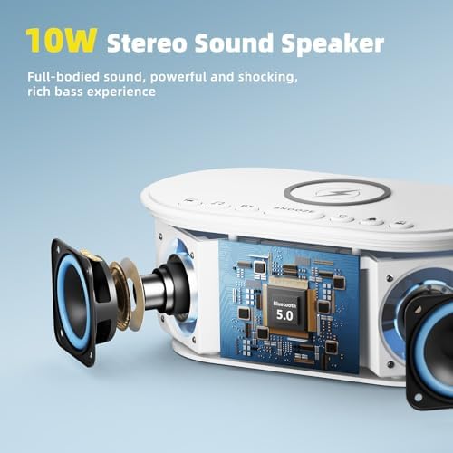 Odokee Sound Machine Alarm Clock with 10W Wireless Charger