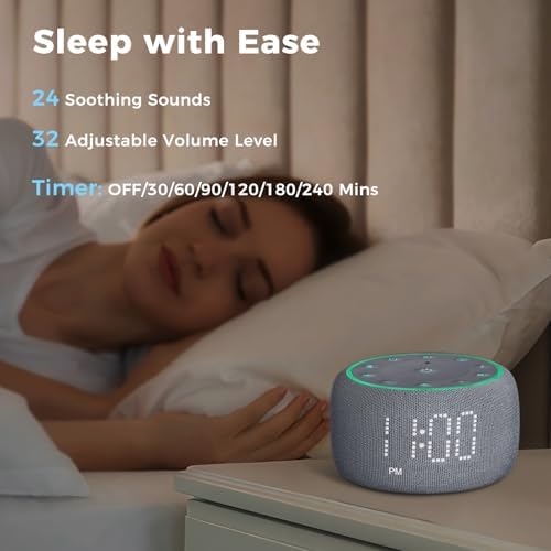 Mojikoo White Noise Alarm Clock with 5W Speaker and Night Lights