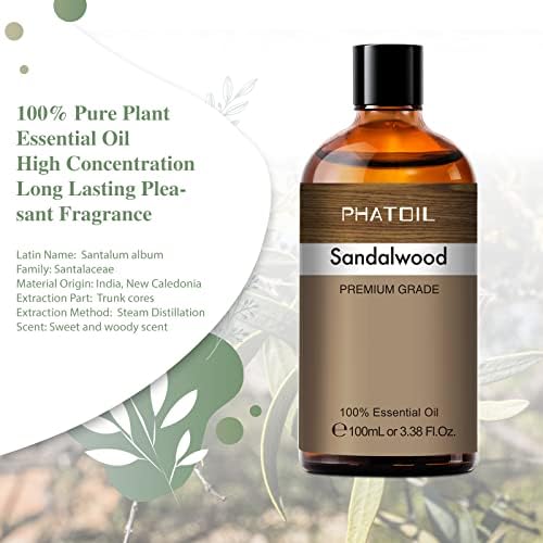 PHATOIL 100ML Sandalwood Essential Oil Pure for Aromatherapy