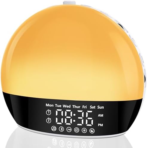 Risop Gentle Awakening Sunrise Alarm Clock with Light Therapy and Bluetooth Speaker