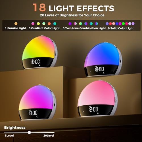 Risop Gentle Awakening Sunrise Alarm Clock with Light Therapy and Bluetooth Speaker