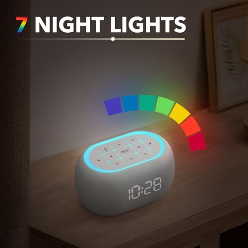 ANJANK White Noise Alarm Clock with Bluetooth Speaker and Night Light