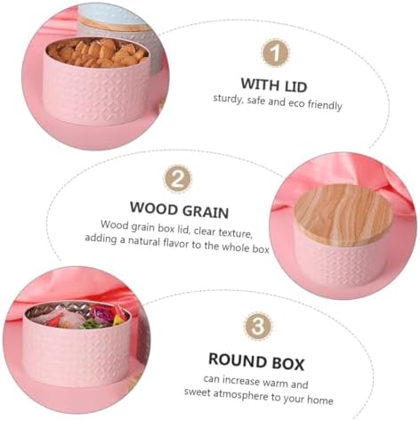 Pink Iron Snack Storage Box with Lid for Cookies and Treats
