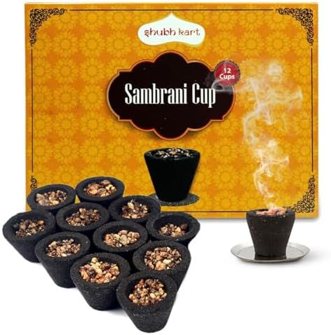 Shubhkart 12 Pcs Premium Sambrani Dhoop Cup Black