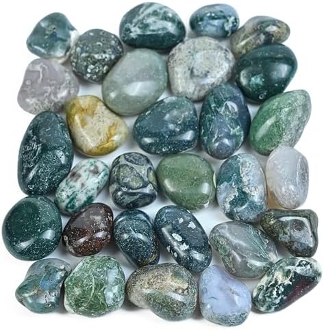 Crocon 1LB Moss Agate Tumbled Stones Set