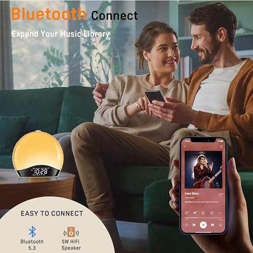 JALL Sunrise Alarm Clock with White Noise and 17 Night Lights