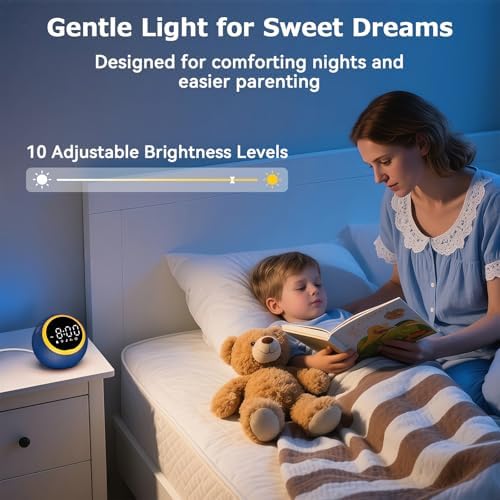 Kids Alarm Clock with Sound Machine and Nightlight