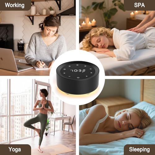 White Noise Sound Machine with Alarm Clock and Night Light