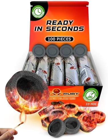 Sunlight Charcoal Coal Disks for Hookah - 100 Tablets 10 Rolls